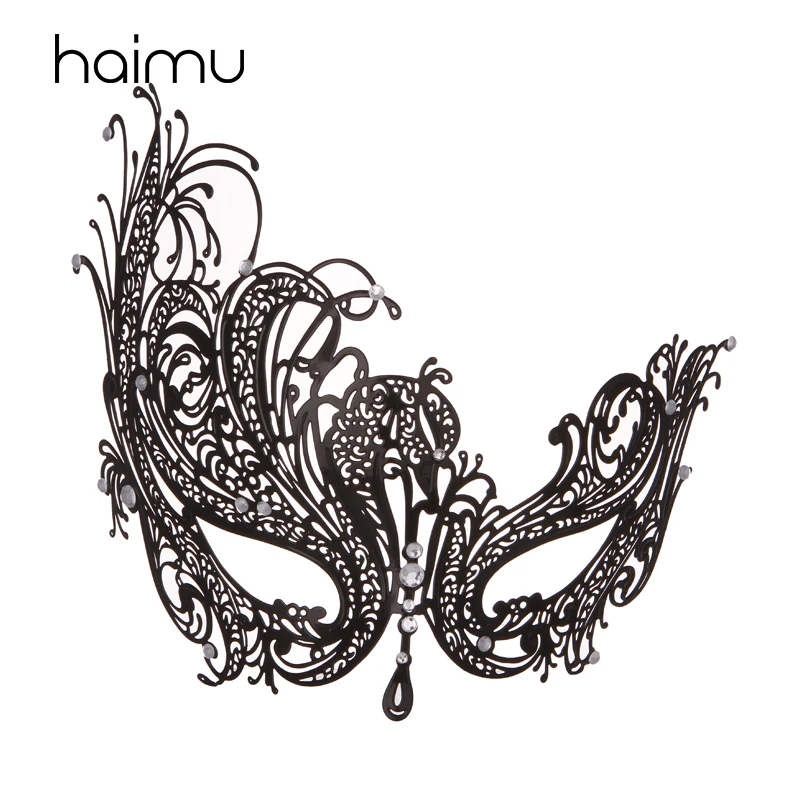 

Sexy Lace Eye Halloween Dance Metal Mask for Masquerade Hollowed Costume Cosplay Diamonded Phoenix Carnival Party Favor Eye Mask