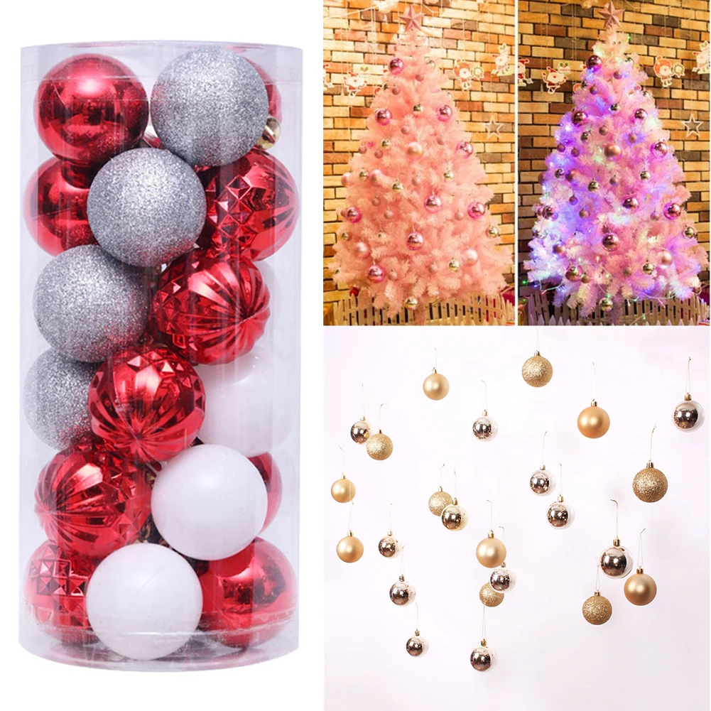 24 шт. золотые, розовые, шампанские, красные, металлические рождественские шары, декор для рождественской елки, Рождественский Декор для дома, подарок на год