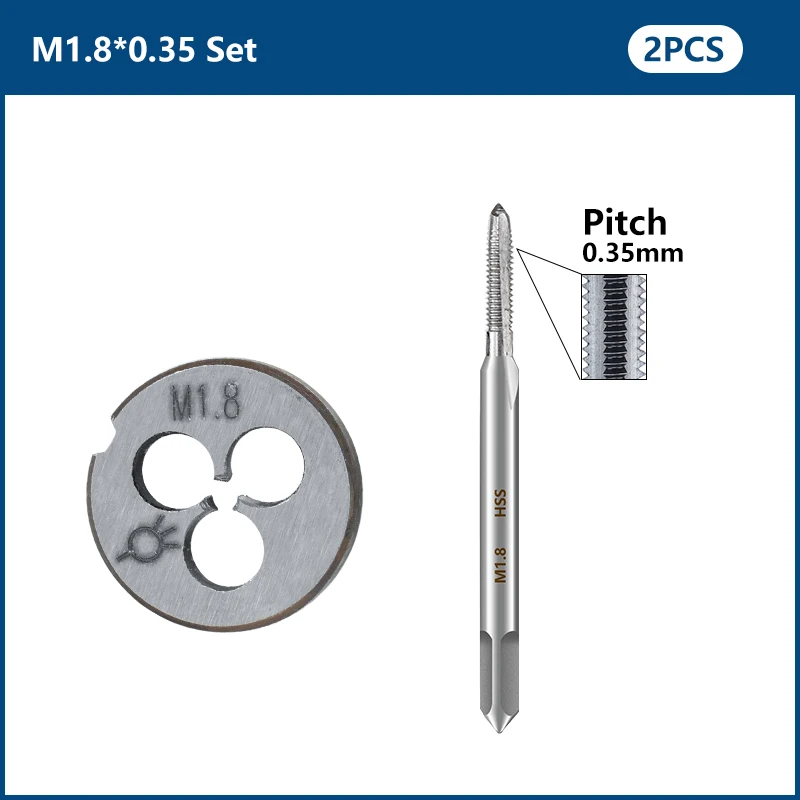 Machine Tap And Die Set M1 M1.2 M1.4 M1.6 M1.7 M1.8 HSS Tap Die Set Metric Drill Machine Screw Thread Tap&Die Threading Tool