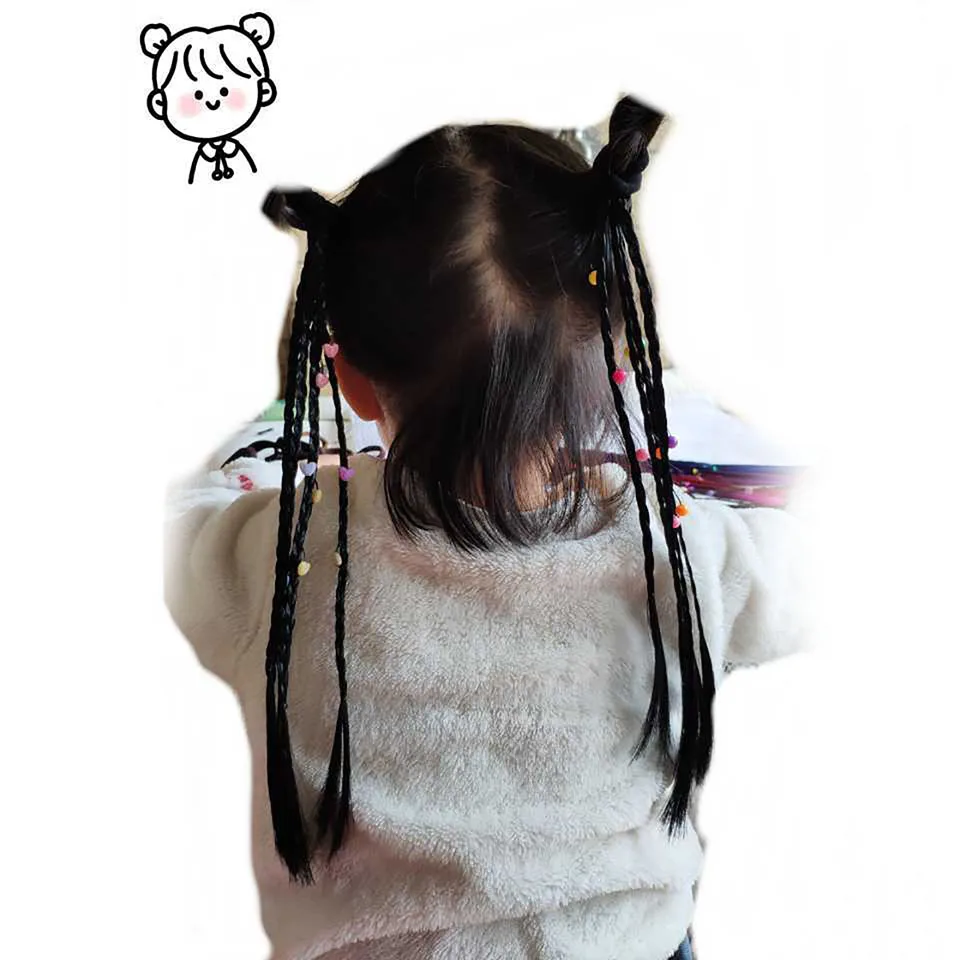 

New Girls Colorful Wigs Ponytail Hair Ornament Headbands Rubber Bands Beauty Hair Bands Headwear Kids Hair Accessories Head Band