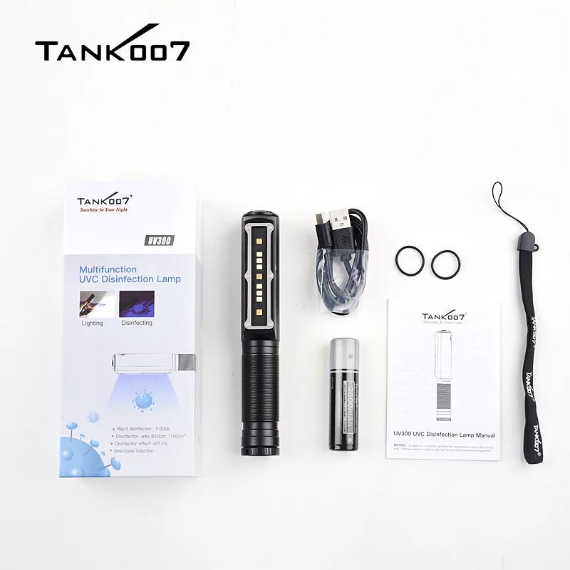 TANK007 UV300 UVC Sterilizing Lamp UV 395nm Light White ORSAM LED Flashlight 18650 Rechargeable Disinfection Torchlight EDC