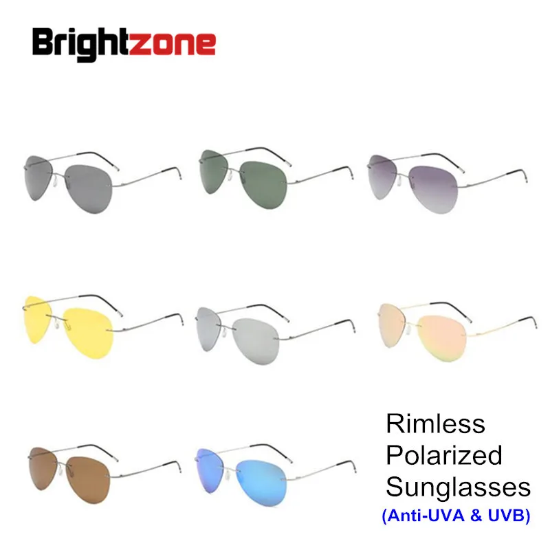 

Мужские солнцезащитные очки без оправы, ультралегкие поляризационные солнцезащитные очки из титана, брендовые дизайнерские очки для вождения и рыбалки, 2021