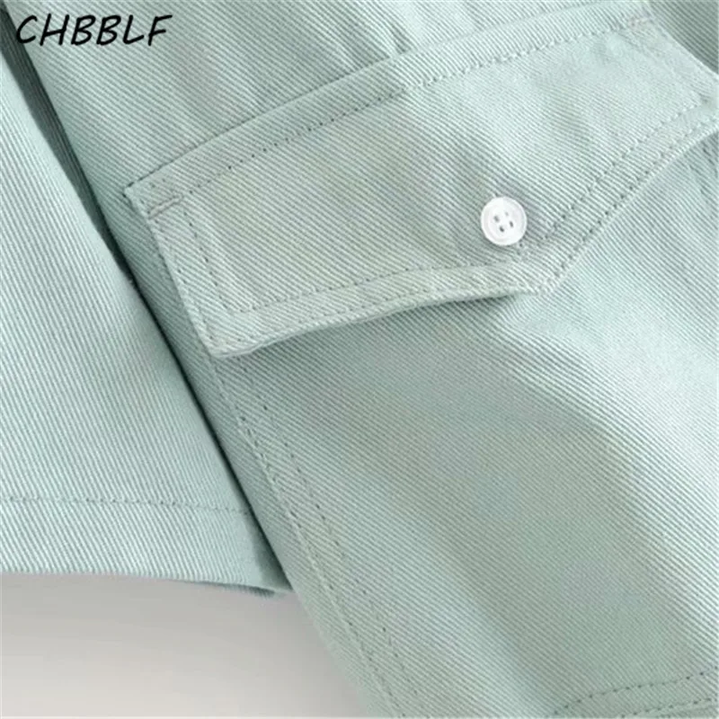 CHBBLF женские стильные однотонные джинсовые комбинезоны с эластичной резинкой на талии короткий рукав карманы пуговицы женские повседневные шикарные комбинезоны HJH2111