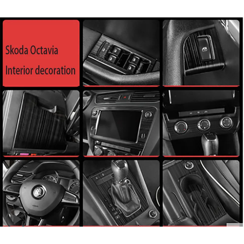 

FOR Skoda Octavia Tourer 15 to19 Octavia Interior Modified Center Control Panel Sticker Stainless Steel Gearbox Decoration