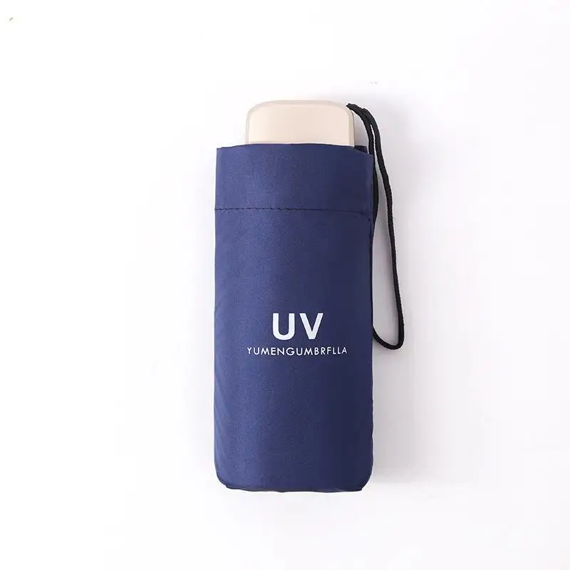 Карманный мини-зонтик Pongee Sunny Umbrella для женщин, Ультрафиолетовый зонтик для маленьких девочек, водонепроницаемый портативный зонтик для путешествий - Цвет: navy blue