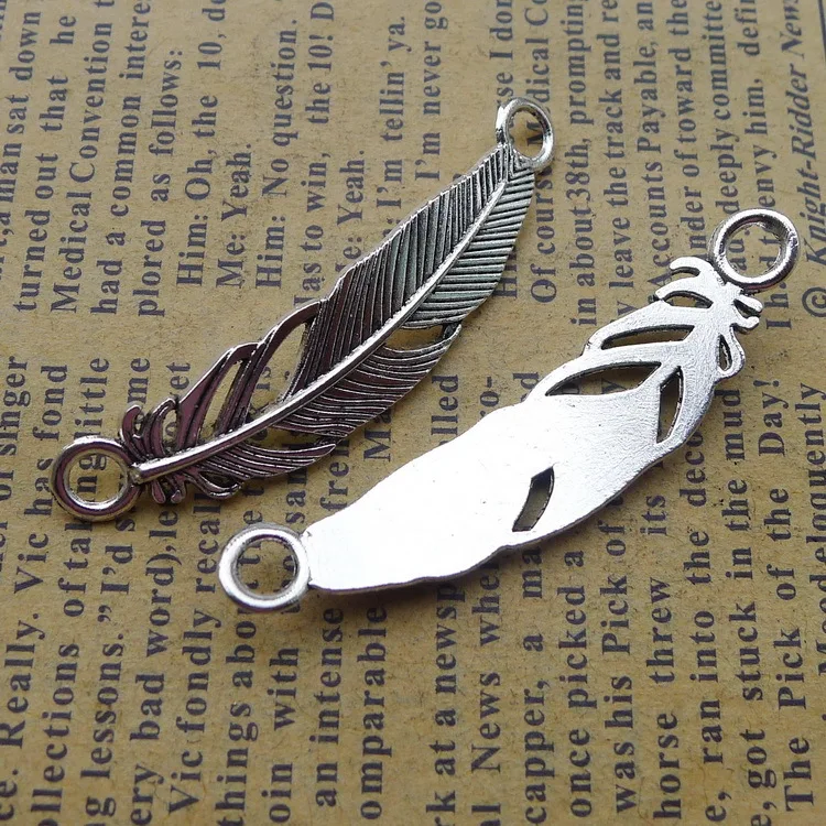 

10pcs/Lot 10x46mm Antique Silver Color Hollow Feather Charms Pendant For Jewelry Making DIY Jewelry Findings