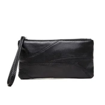 

ZZSLHL High Quality Women Genuine Leather Clutch Bags New Women's Long Wallet Sheepskin Wallet Black Color A925