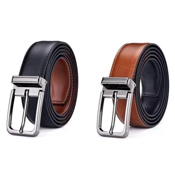 

Cowhide Genuine Leather Belts for Men Male Pin Buckle Jeans Waist Belt Mens Black Brown Two Sides Color Waistband Ceinture Homme