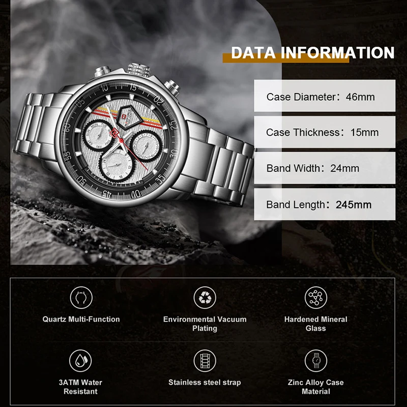 NAVIFORCE Luxury Brand Mens Watches Multi-function Auto Date Waterproof Clock Fashion Casual Quartz Wristwatch Relogio Masculino