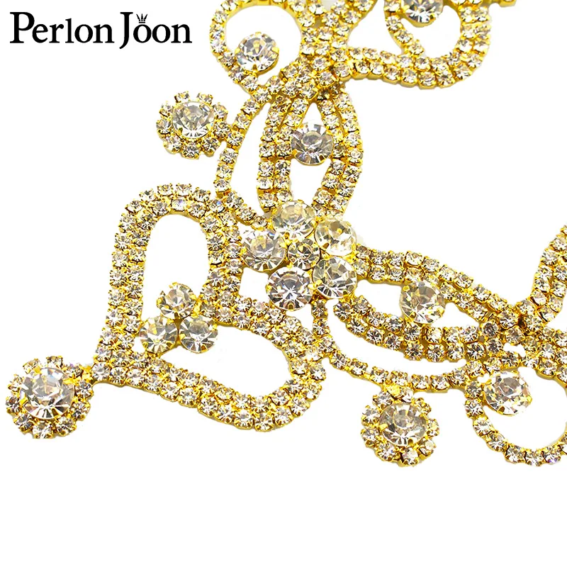 DIY ab 컬러 용접 크리스탈 패치 라인석 칼라 웨딩 드레스, 깜박이 손 바느질 의류 액세서리 YL002