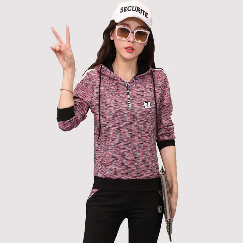 

Fashion Casual Sports WOMEN'S Suit Spring And Autumn New Style Hoodie Women's Running Sports Clothing Two-Piece Set Sports Set