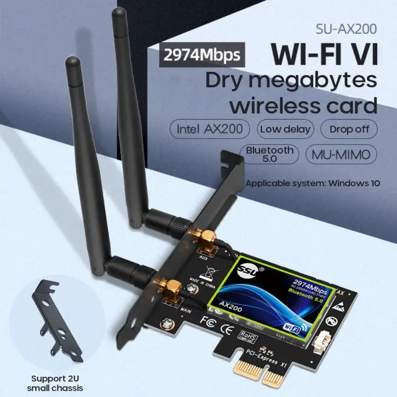 Двухдиапазонный 3000 Мбит/с Wi Fi 6 Intel AX200 PCIe Беспроводной адаптер 2 4G/5 ГГц Bluetooth 5 0 AX200NGW
