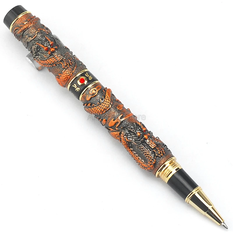 Luxury Jinhao Fountain Pen Sliver Double Dragon Playing Pearl Gift Pen 