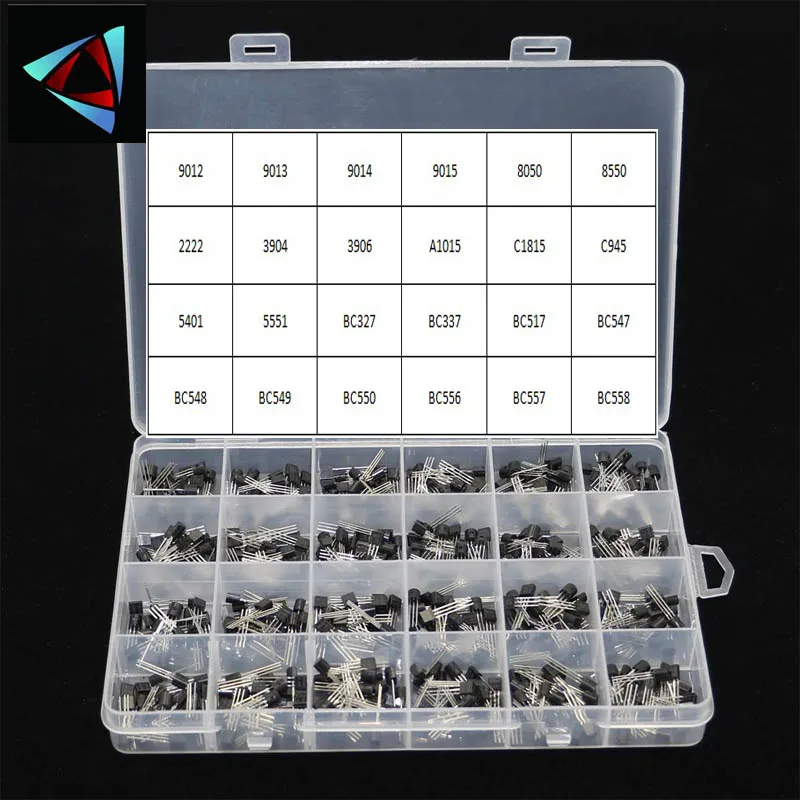 24Values TO-92 Transistor Assortment Assorted Kit Each BC327 BC337 BC517 BC547 BC548 BC549 2N2222 3906 3904 5401 5551 C945 1015 bjt transistor,transistors kit