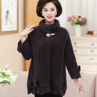 dark grey UHYTGF, Женское зимнее пальто, качество, норка, кашемир, элегантная женская куртка, свободный, плюс размер, топы, благородная мать, осень, кашемировое пальто 963 - Цвет: dark grey