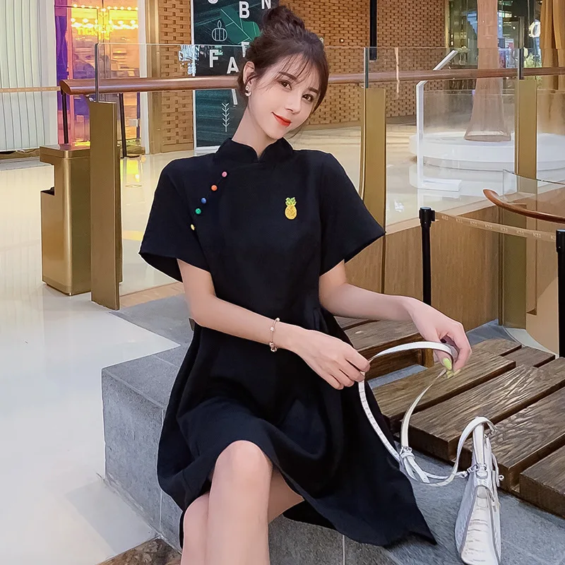 

Maternity Clothes Summer Dress 2019 New Style Fashion Pregnant Woman Outer Wear Elegant Non-mainstream Retro Cheongsam Dress