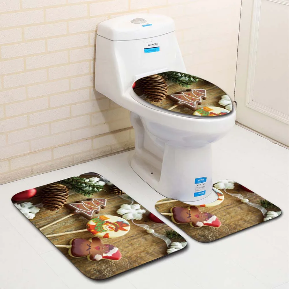 Чехол для унитаза ковер рождественские принадлежности ванная комната