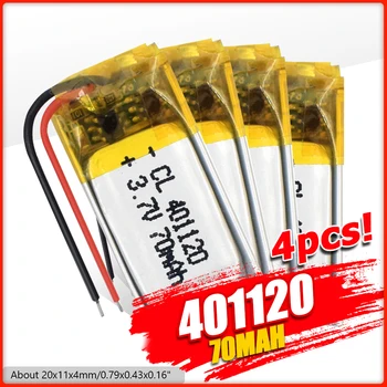 

1/2/4 Pieces 401120 Li-ion Polymer Battery 3.7v 70mah Rechargeable Batteries CE FCC ROHS Quality Certification Safe Power Supply