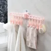 Bathroom 10 Clips Foldable Clothes Rack Hanger Laundry Folding Wall Underware Clothespin Mount Drying  Holder for Bra Socks 1