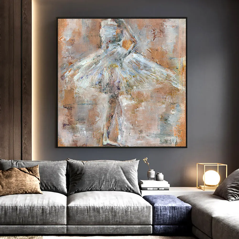 

100% Hand Painted Oil Painting On Canvas Abstract Dancing Girl Wall Art Painting Vintage Minimalist Poster Art Modern Home Decor