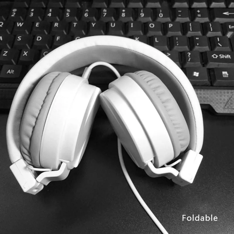 Foldable Universal Earphone Headphones Overear Stereo Sports Headphones with Mic Calls for Phone PC Laptop