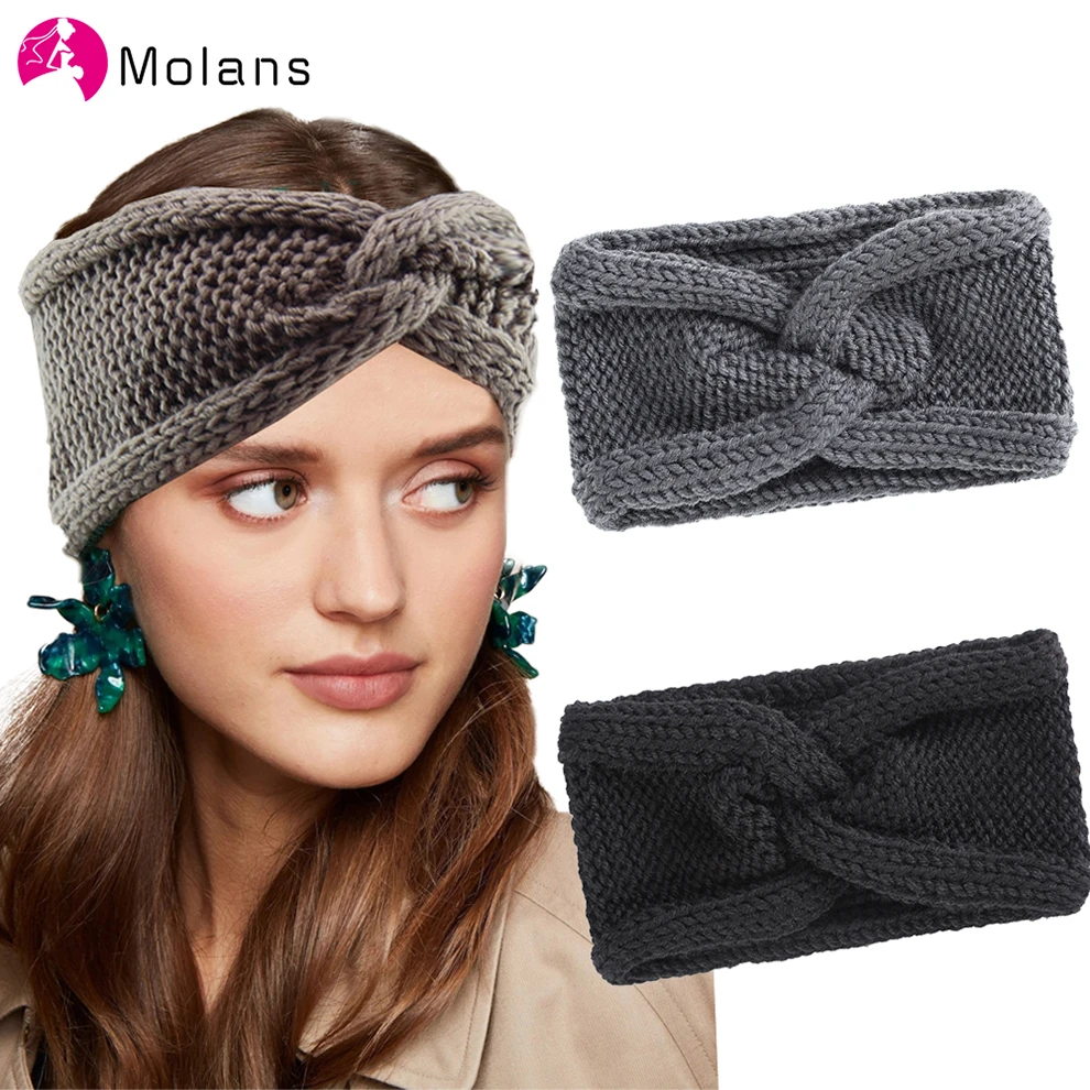 Molans Knitted Knot Cross Headband for Women Winter Warm Elastic Hair Bands Accessories Fashion Hairband Head Wrap Headwear |