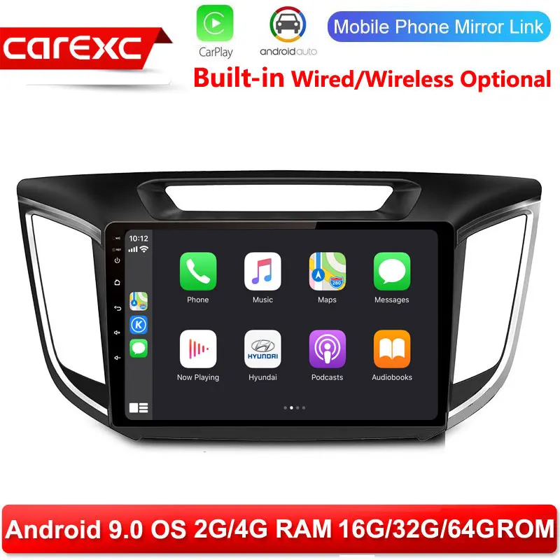 

CarExc Autoradio Android 9.0 Car Muiltmedia Player For hyundai Creta ix25 Radio Built-in CarPlay With GPS Navigation No DVD