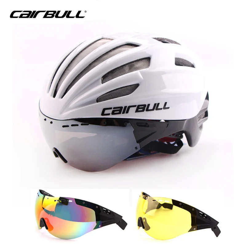 CAIRBULL велосипедный шлем с ветрозащитными линзами, шлем для горного велосипеда, цельнолитые дорожные MTB очки, велосипедный шлем Casco Ciclismo - Цвет: White 2