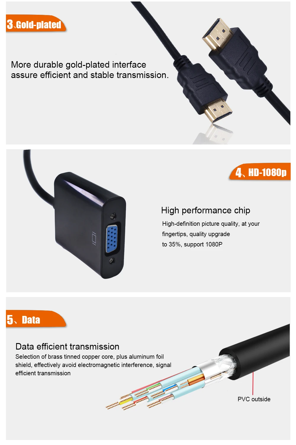 HDMI в VGA адаптер HD 1080P HDMI кабель цифро-аналоговый аудио конвертер мужской в Famale для Xbox PS4 ПК ноутбук ТВ коробка проектор