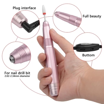 

USB Pen Pedicure Nail File Manicure Machine Nail Art Tools Charging Electric Nail Drill Machine Kit Remove Polish Nail Art