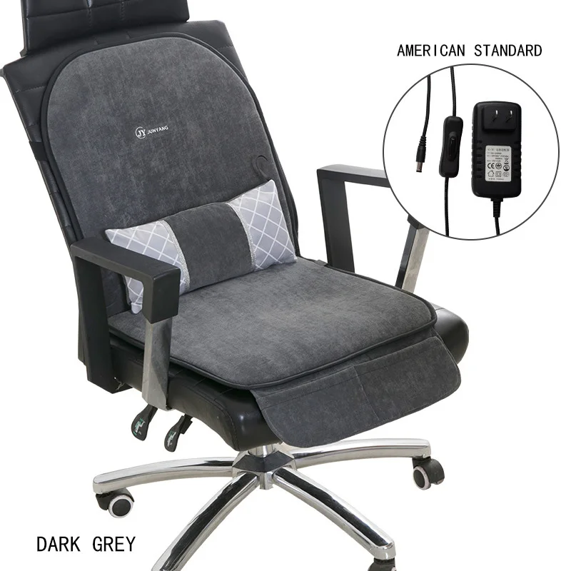 dark gray US Коврик с электрическим подогревом, подушка для стула с подогревом и Подушка для спины, электрическое одеяло, зимняя теплая подушка для офиса, дома, США/ЕС, вилка - Цвет: dark gray US