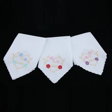 Дамы хлопок Сердце Цветочные вышитые носовые платки носовой платок набор от 3