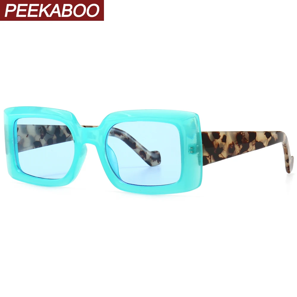 Peekaboo маленькие квадратные солнцезащитные очки для мужчин синий зеленый ретро