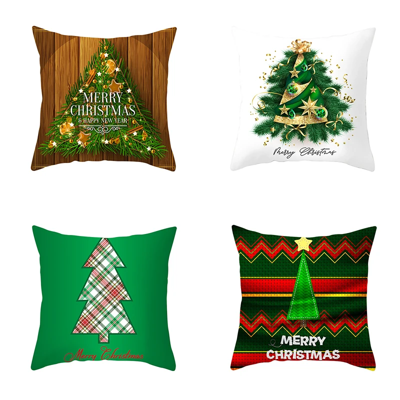 Рождественский Декор Зеленая наволочка для дома мягкая Рождественская елка