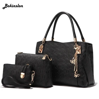 

Bokinslon Ladies Shoulder Bag Fashiona Large Capacity Shoulder Messenger Woman Bag Casual Three-Piece Picture Bag