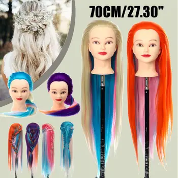 

70cm Professional Training Head For Salon Hairdressing Mannequin Dolls Hairstyles Styling Head With Clamp Can Be Curled Hair