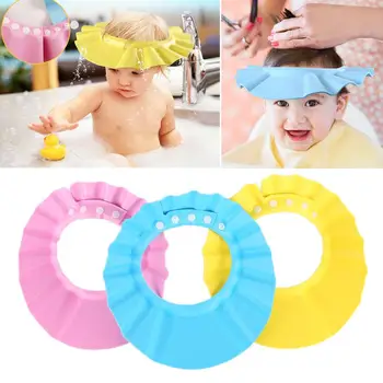 

Children Waterproof Cap Baby Shower Cap Kids Bath Visor Hat Adjustable Baby Shower Cap Shampoo Cup Eye Ear