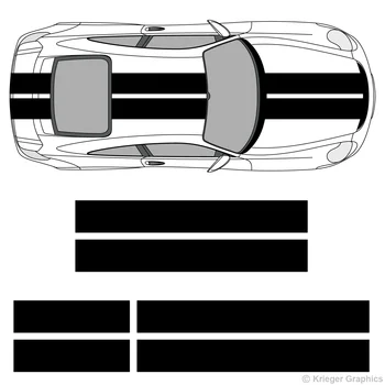 

For 718 or 911 10" Solid Racing Stripes Vinyl Decal Kit 10in 10 inch Car styling