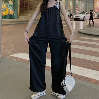 

Women's Jumpsuits Wide Leg Pants Sleeveless O-neck Patchwork Pocket Female Rompers 2019 Summer Autumn Ladies Casual Jumpsuit
