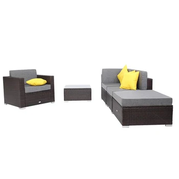 

Outdoor Furniture 5 Pieces Patio PE Wicker Rattan Sofa Set Breathable and Waterproof Cushion
