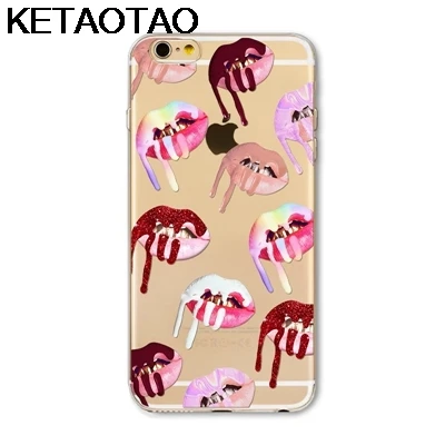 KETAOTAO граффити сексуальная девушка Кайли губы телефонные чехлы для iPhone 4S 5C 5S 6 6S 7 8 Plus X силиконовые прозрачные мягкие ТПУ чехлы - Цвет: Серый