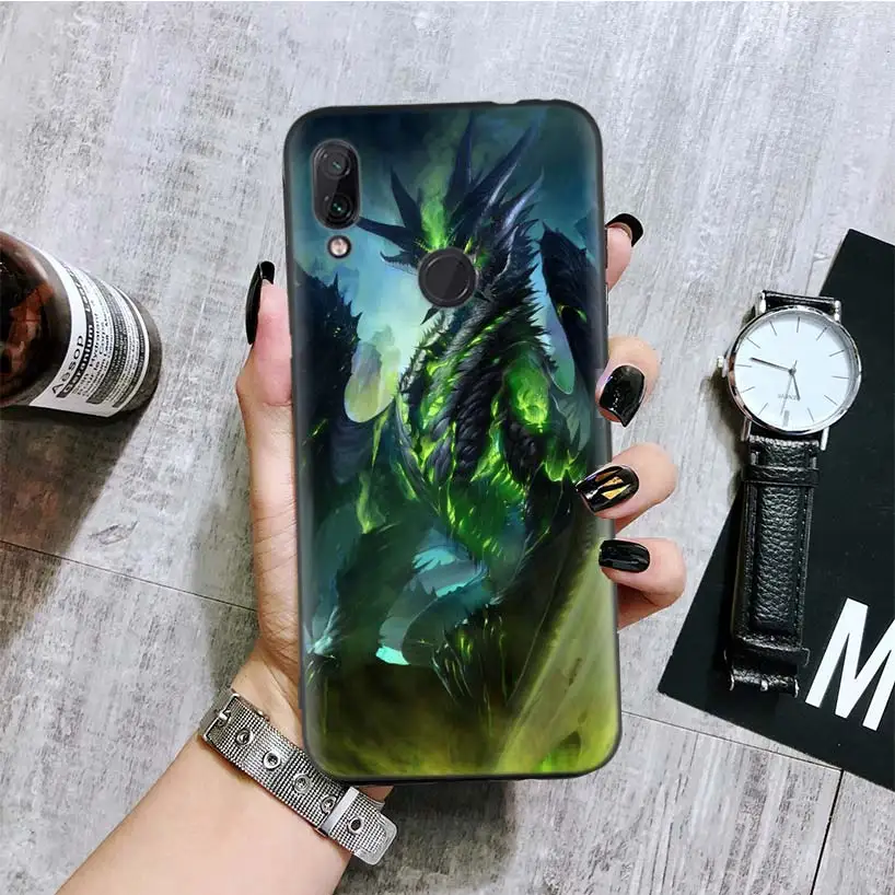BA033-9 С рисунком дракона черная крышка чехол для телефона для Xiaomi Redmi Note фотоаппаратов моментальной печати 8 7 7S 7A 6 S2 GO K20 Pro 6A mi 6X 5X A1 CC 9 8 Coque - Цвет: BA033-9