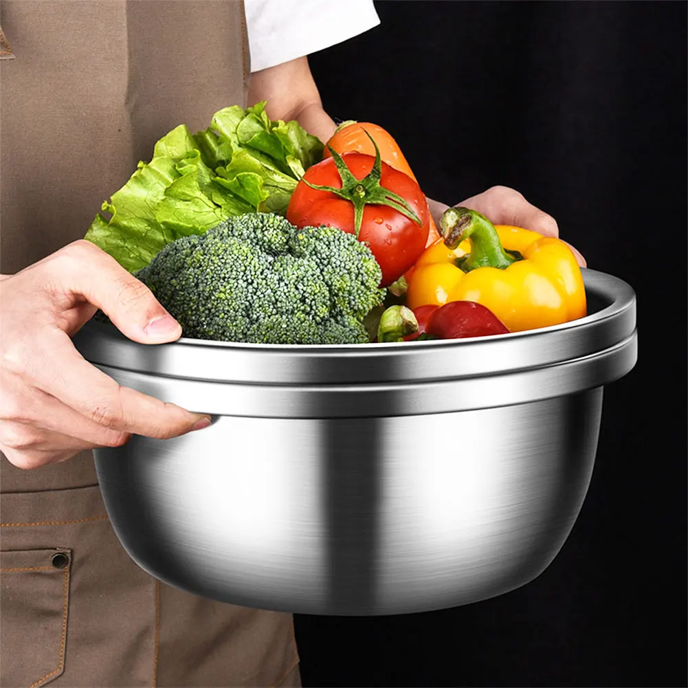 Heavy Duty Kitchen Strainer,Draining Basket Colanderwith 304 Stainless Steel Basin 2PCS for Food Vegetable Rice Fruit Pasta