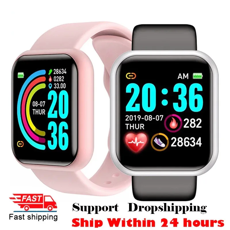 Y68 D20 Smart Watch 2021 for Men Women Heart Rate Blood Pressure Monitor Waterproof Sport Smartwatch for Andriod IOS Smart Clock