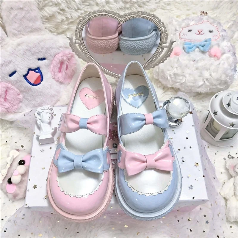 Sweet Lolita Tea Party Badydoll Cute Bow Navy Shoes Custom Made 8568-3 