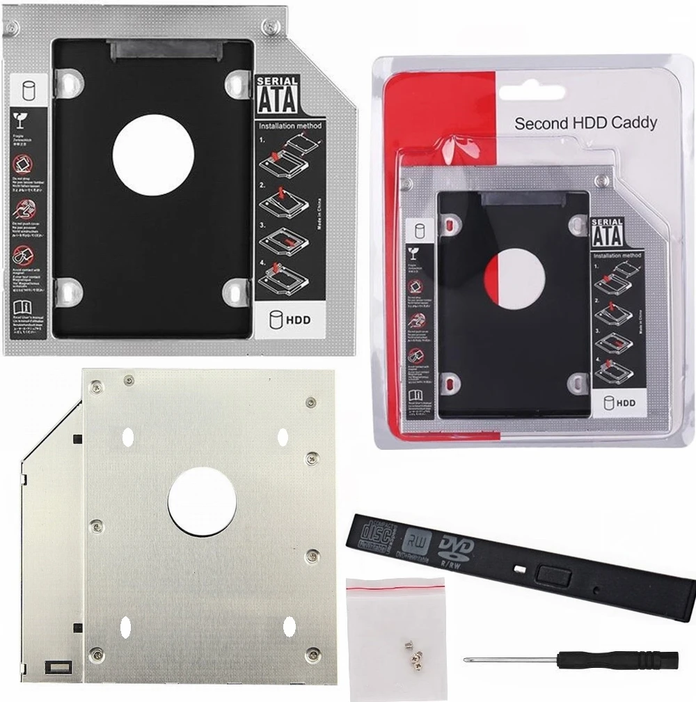 Во-вторых 2nd HDD Caddy чехол с светодиодный 12 7 мм 9 5 SATA 3 0 2 ''HD корпус жесткого диска