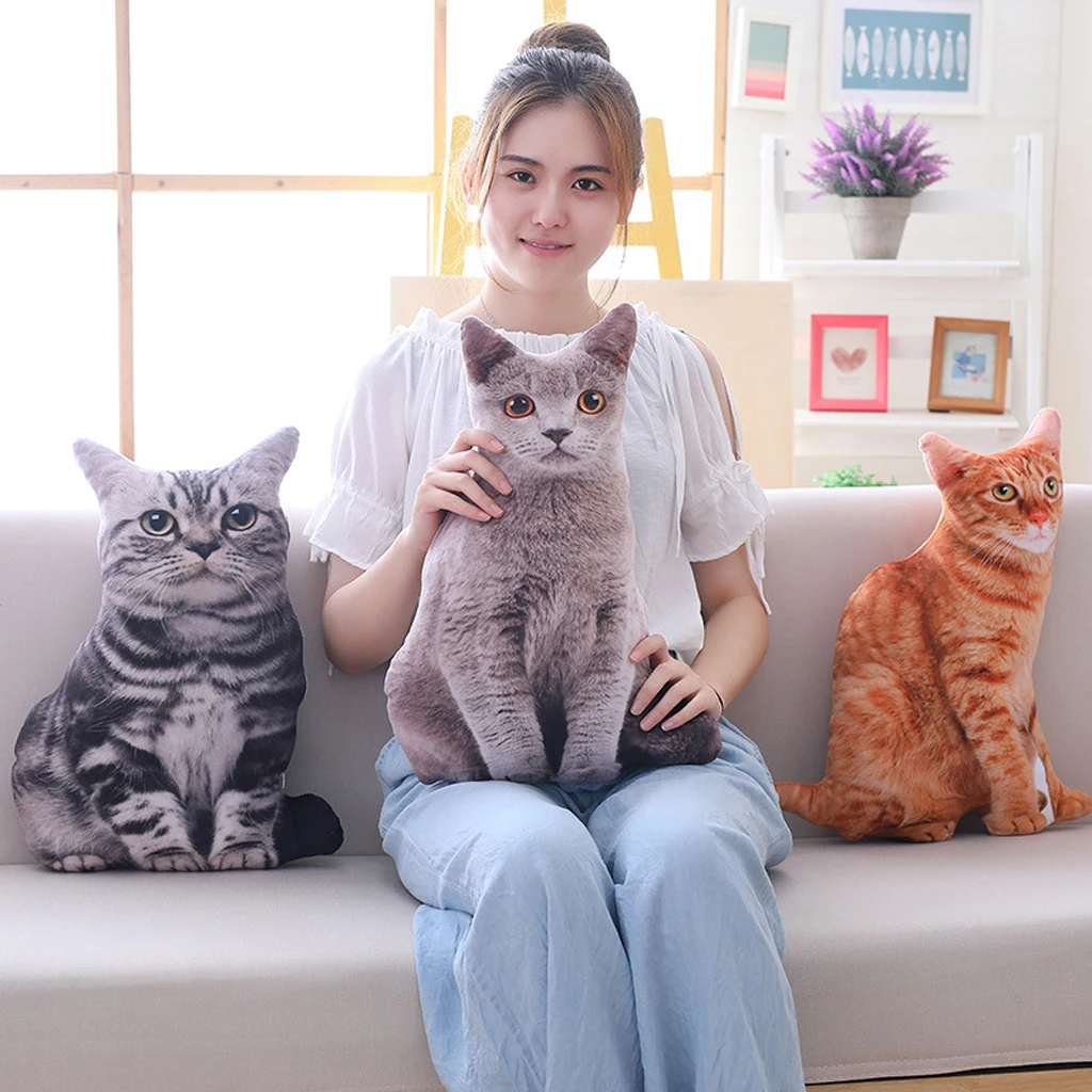Подушка в форме кота 50 см моющаяся из хлопка | Дом и сад