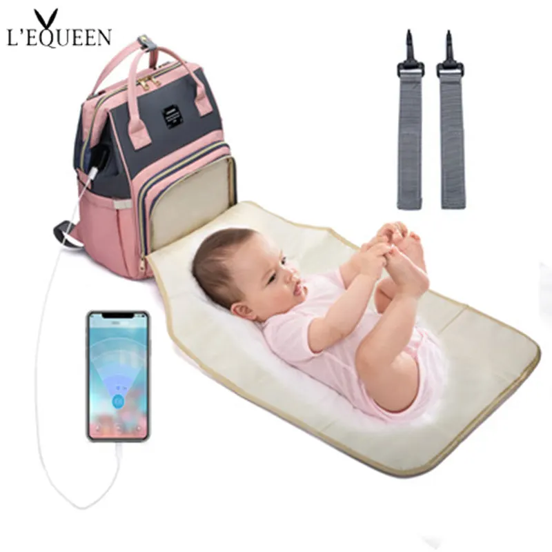 

LEQUEEN Diaper Bag Baby Care Nappy Bag Large Stroller Bag Organizer with Changing Pad Backpack Outdoor Travel Backpack Mommy Bag