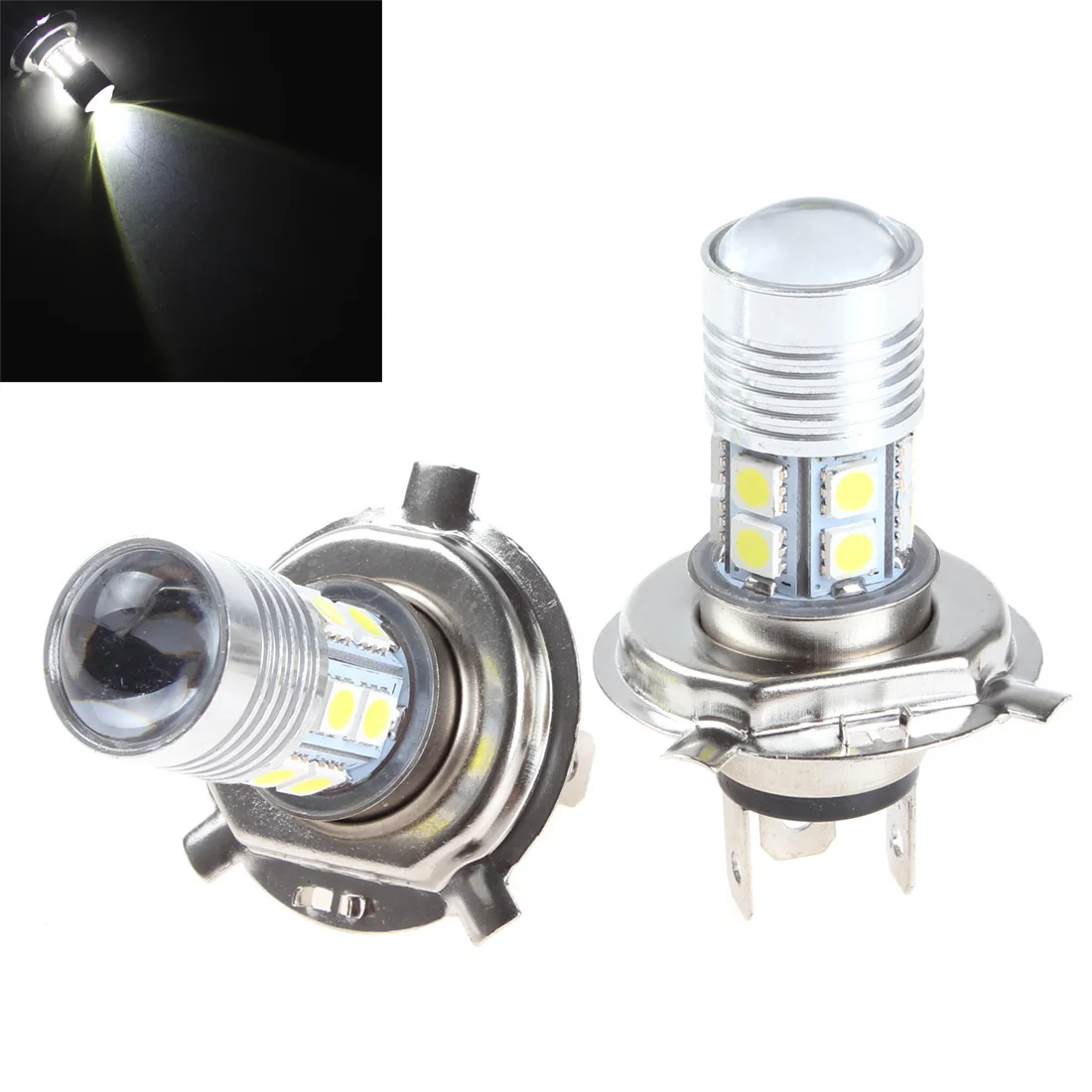 

2PCS Car Light H4 Super Bright XP-E + 12 x 5050 SMD LEDs 12V 5.5W White Projector Lens Auto Fog Lamp Signal Light for Cars Auto
