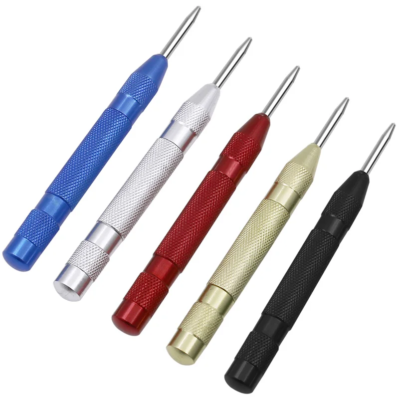 5-inch automatic center pin spring loaded mark center punch tool wood indentation mark woodworking tool bit